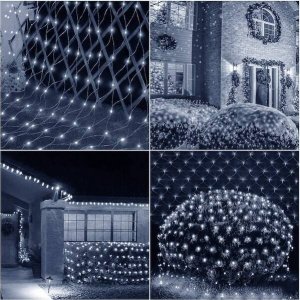 Lampki choinkowe Springos Kurtyna świetlna zimny biały 144 Led lampki wewnętrzno-zewnętrzne siatka z programatorem UNIWERSALNY 5