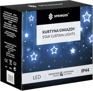 Springos Kurtyna świetlna 138 Led girlanda gwiazdki, lampki wewnętrzne sople zimny biały UNIWERSALNY 4