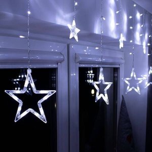 Springos Kurtyna świetlna 138 Led girlanda gwiazdki, lampki wewnętrzne sople zimny biały UNIWERSALNY 7