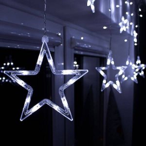 Springos Kurtyna świetlna 138 Led girlanda gwiazdki, lampki wewnętrzne sople zimny biały UNIWERSALNY 8