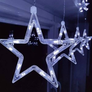 Springos Kurtyna świetlna 138 Led girlanda gwiazdki, lampki wewnętrzne sople zimny biały UNIWERSALNY 9