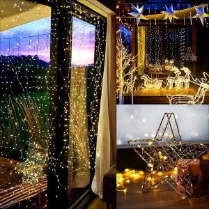 Springos Kurtyna świetlna 200 led girlanda, lampki sople biały ciepły UNIWERSALNY 19