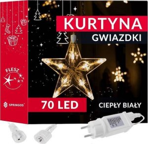 Springos Kurtyna świetlna biały ciepły 70 Led gwiazdki lampki wewnętrzno-zewnętrzne UNIWERSALNY 4