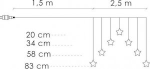 Springos Kurtyna świetlna 70 Led gwiazdki lampki choinkowe wewnętrzne sople ciepły biały UNIWERSALNY 3