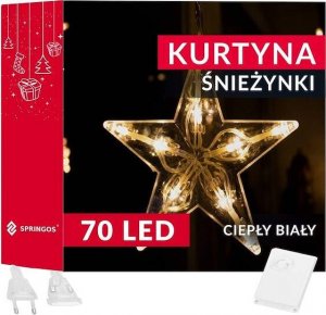Springos Kurtyna świetlna 70 Led gwiazdki lampki choinkowe wewnętrzne sople ciepły biały UNIWERSALNY 9