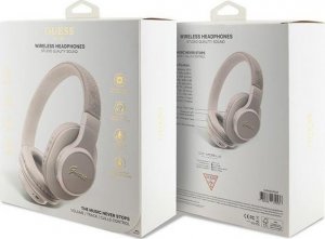 Słuchawki Guess Guess słuchawki nauszne Bluetooth GUBH604GEMP różowe 4G PU Leather With Script Metal Logo 4