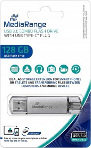 Pendrive MediaRange MediaRange MR938 pamięć USB 128 GB USB Type-A / USB Type-C 3.2 Gen 1 (3.1 Gen 1) Srebrny 1