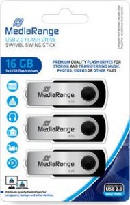 Pendrive MediaRange MediaRange MR910-3 pamięć USB 16 GB USB Typu-A 2.0 Czarny, Srebrny 1