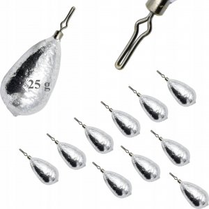 Angel Sport 10 x CIĘŻAREK ŁEZKA Z KRĘTLIKIEM 25 g KLIPS Zacisk 4