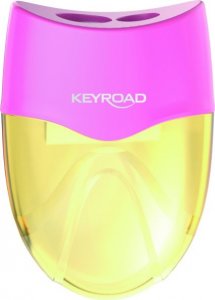 Keyroad Temperówka plastikowa KEYROAD, pastel, podwójna, z pojemnikiem, blister, mix kolorów 3