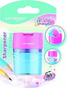 Keyroad Temperówka plastikowa KEYROAD, pastel, podwójna, z pojemnikiem, blister, mix kolorów 2