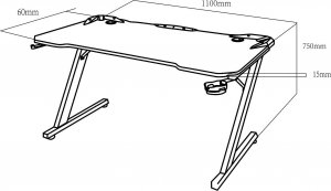 Biurko Maclean NanoRS RS345 Czarne 110 cmx60 cm 8