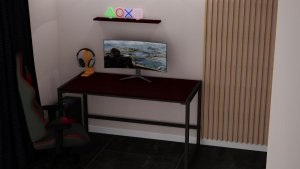 Biurko Modi Meble Biurko Gamingowe Biurko Komputerowe metalowy stelaż Wenge 140x70 cm 2