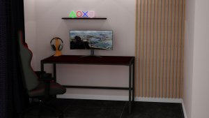 Biurko Modi Meble Biurko Gamingowe Biurko Komputerowe metalowy stelaż Wenge 140x70 cm 3