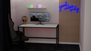 Biurko Modi Meble Biurko Gamingowe, Biurko Komputerowe LOFT, metalowy stelaż, Białe 140x70cm 2