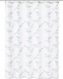 Kleine Wolke Kleine Wolke Birdie Tekstylna Zasłona prysznicowa biała 180x200 cm 1