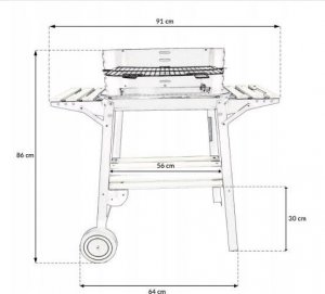 kontrast Grill węglowy z półkami na kółkach 28,5x48,5 cm BBQ 7