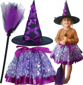 KIK Kostium strój czarownica wiedźma 3 elementy fioletowy 1