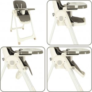 KIK Krzesełko do karmienia na kółkach z podstawką składane szare 3