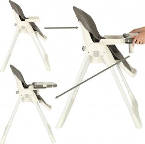 KIK Krzesełko do karmienia na kółkach z podstawką składane szare 4