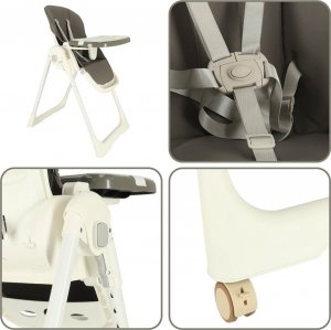 KIK Krzesełko do karmienia na kółkach z podstawką składane szare 5