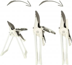 KIK Krzesełko do karmienia na kółkach z podstawką składane szare 6