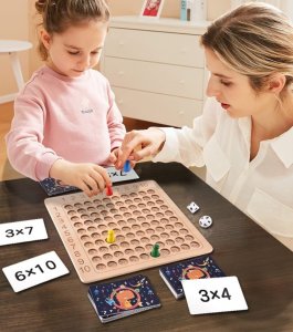 Zaxer Gra planszowa tabliczka mnożenia, nauka liczenia, drewniana 2