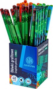 Astra Zestaw ołówek HB trójkątny grafitowy  Minecraft Pixel One ASTRA 48szt 2