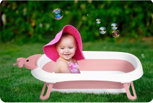 Ricokids Wanienka dla niemowląt z termometrem RK-282 biało-różowa 12