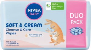 Nivea Baby Soft & Cream chusteczki biodegradowalne 2x57szt 1