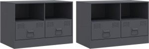 vidaXL Szafki pod telewizor, 2 szt., antracytowe, 67x39x44 cm, stalowe 2