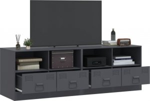 vidaXL Szafki pod telewizor, 2 szt., antracytowe, 67x39x44 cm, stalowe 4