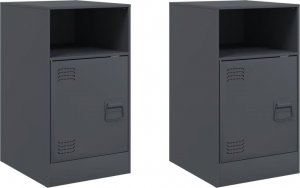vidaXL Szafki nocne, 2 szt., antracytowe, 34,5x39x62 cm, stal 2