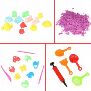 KIK Piasek kinetyczny w pudełku 1kg piaskownica 27el. 4