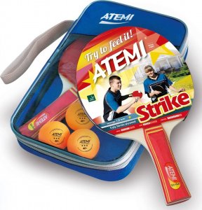 Atemi Zestaw tenis stołowy Atemi Strike 2 rakietki + 3 piłki + pokrowiec Uniwersalny 1