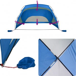 vidaXL Namiot plażowy, niebieski, 274x178x170/148 cm, poliester 185T 11