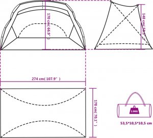 vidaXL Namiot plażowy, niebieski, 274x178x170/148 cm, poliester 185T 12