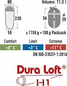 High Peak Śpiwór turystyczny mumia Black Arrow Eco* 220x80x50 cm zielono-czerwony 23230 5
