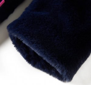 vidaXL Kurtka dziecięca ze sztucznego futra, granatowa, 128 5