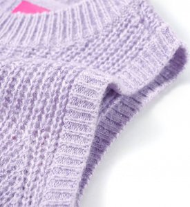 vidaXL Swetrowa kamizelka dziecięca z dzianiny, kolor jasny liliowy, 92 4
