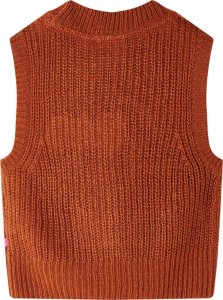 vidaXL Swetrowa kamizelka dziecięca z dzianiny, koniakowa, 128 2