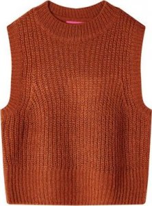 vidaXL Swetrowa kamizelka dziecięca z dzianiny, koniakowa, 92 8