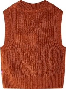 vidaXL Swetrowa kamizelka dziecięca z dzianiny, koniakowa, 92 9