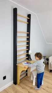 UnderFit Drabinka gimnastyczna Leon 250 x 80 cm czarna + drążek + blat 6