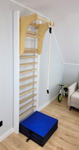 UnderFit Drabinka gimnastyczna Leon 250 x 80 cm biała + drążek + lina 5