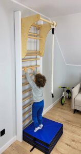 UnderFit Drabinka gimnastyczna Leon 250 x 80 cm biała + drążek + lina 6