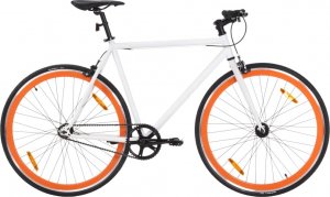 vidaXL Rower single speed, biało-pomarańczowy, 700c, 55 cm 1