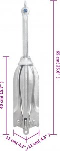 vidaXL Składana kotwica, srebrna, 10 kg, żeliwo ciągliwe 7