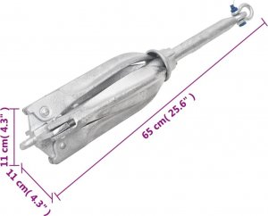 vidaXL Składana kotwica, srebrna, 10 kg, żeliwo ciągliwe 8
