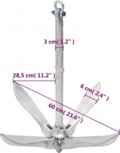 vidaXL Składana kotwica, srebrna, 10 kg, żeliwo ciągliwe 9